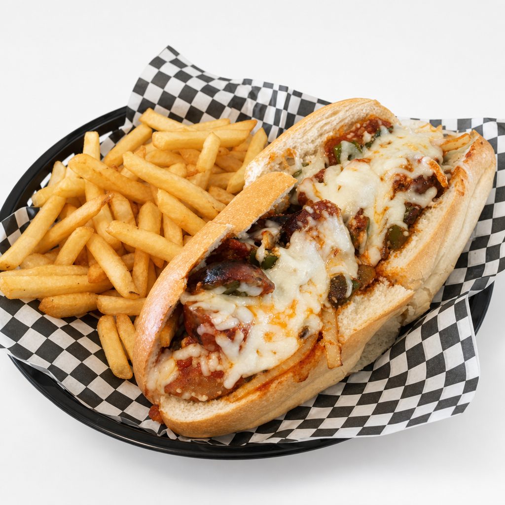Sausage Green Pepper & Onion Sandwich.
