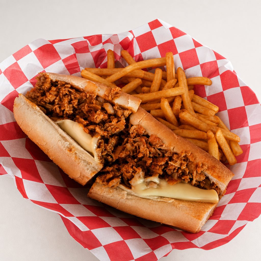 Buffalo Chicken Cheesesteak with Onions.