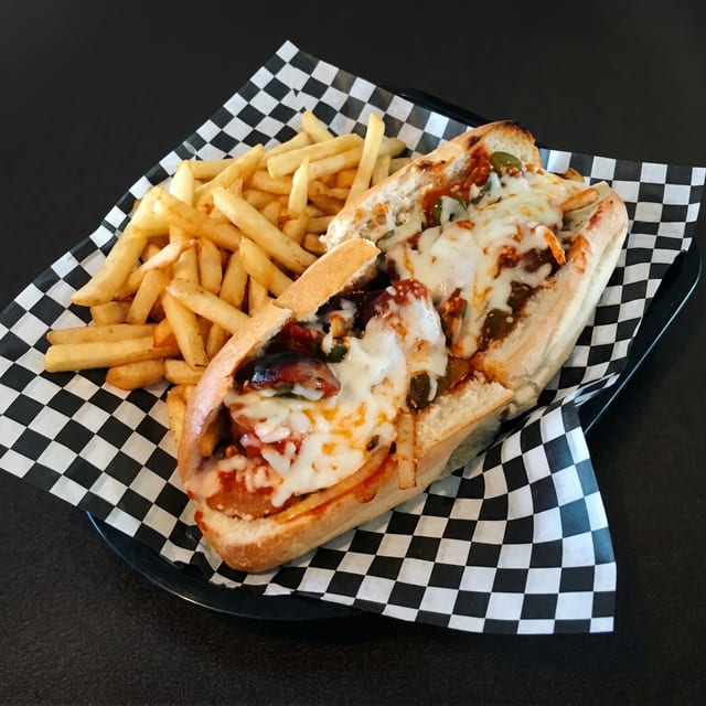 Sausage Green Pepper & Onion Sandwich.