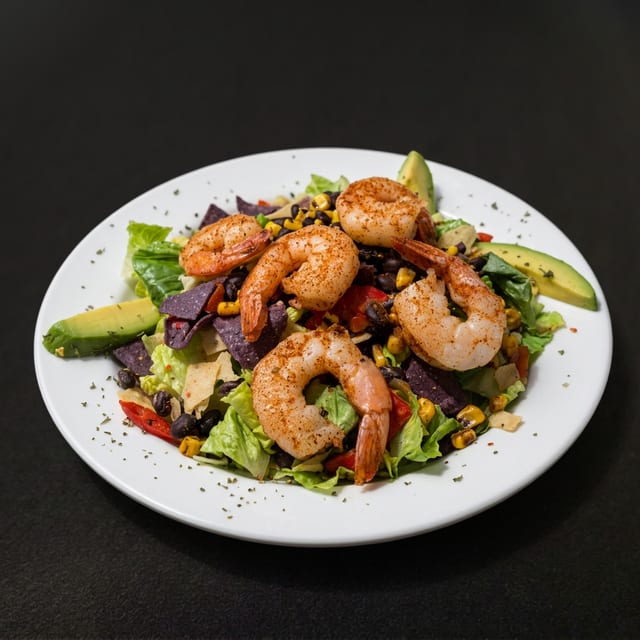 Southwestern Salad - Cajun Shrimp.